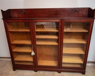 Antique American Carved Glass Front Bookcase
