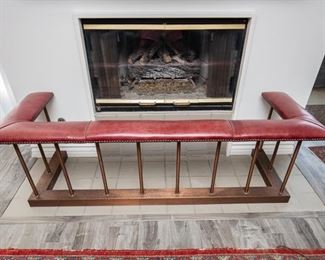 Studded Leather and Copper Fireplace Fender