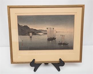 Kwasson Suzuki “Kominato Bay by Night” Japanese Woodblock