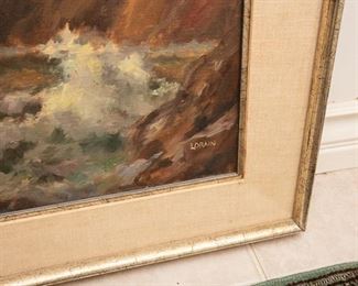 Signed Lorain Oil on Canvas of San Francisco and the Golden Gate Bridge