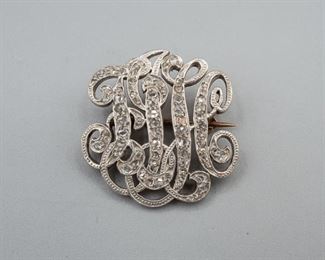 14K Gold Monogram Brooch