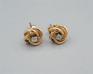 14K Diamond Love Knot Earrings