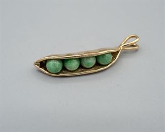 14K Jade Pea Pod Pendant