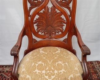 Antique Carved Renaissance Revival Arm Chair
