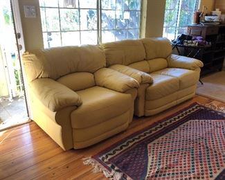 Beautiful Light Yellow Leather Couch