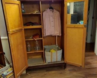 Sml Armoire open, removable tray with vintage labels like "collars" etc