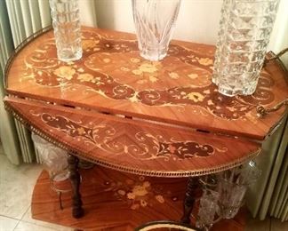 Italian fully inlaid tea cart