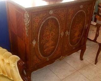 2 door fully inlaid and bronze French style cabinet