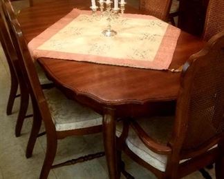 Country French style dining table and 8 chairs