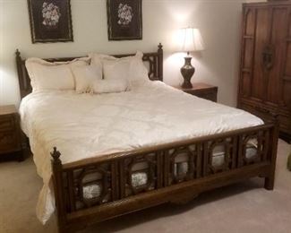 Full funky 70's king size bedroom set. Will be selling separately. Bed, two night stands, armoire, and dresser