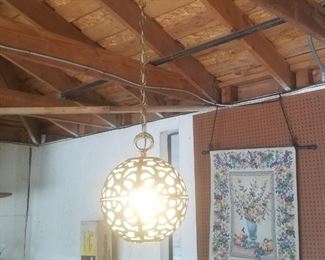 Brass 60's pendant swag lamp