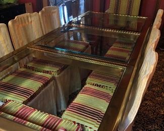 Brass & Glass Formal Dining Table 106” x 43”