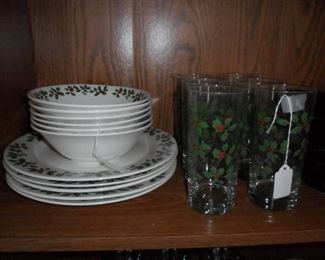 Holiday dishes and glasses