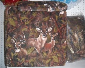 foot rest with matching pillow and throw for the outdoors person