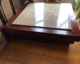 Wood end table with marble insert