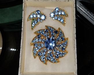 Vintage Brooch and Earrings.  Collectible BHS (I hope I got that correct)