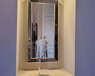 glass embrace sculpture: 22"h mirror: 40" x 20"