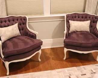 Pair Occasional Chairs, Accent Pillows