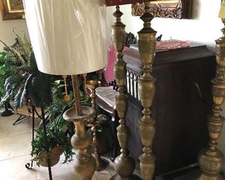 Large brass lamps