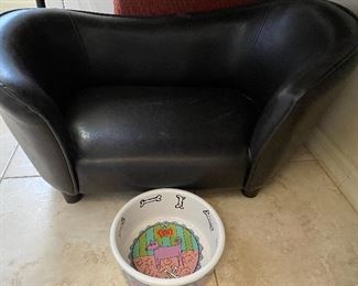Dog bed and bowl