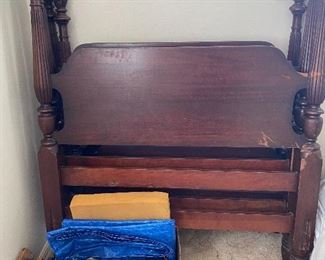 Two twin antique head and footboard