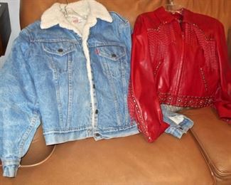 Levi Jean Jacket & Red Leather Fringed Jacket