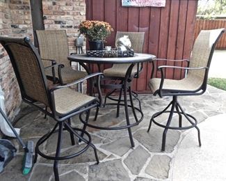 Glass Top Patio Table With Swivel Chairs
