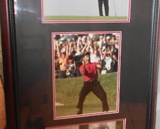 Tiger Woods Framed Photos With Plaque, 2008  U.S. Open Champion