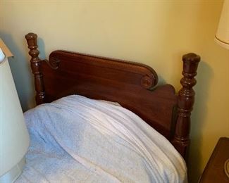 Pair of matching twin size beds with matching dresser and nightstand