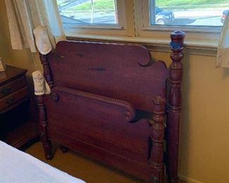 Pair of matching twin size beds with matching dresser and nightstand