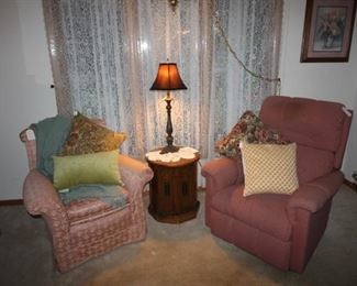 Vintage over stuffed chair and recliner