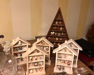 Hallmark Miniature Ornament Bookcase Houses and Tree 