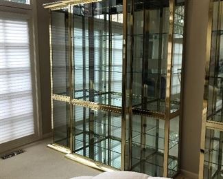 Three Piece Mastercraft Brass and Glass Lighted Display  $800.00  (3) complete units being offered 