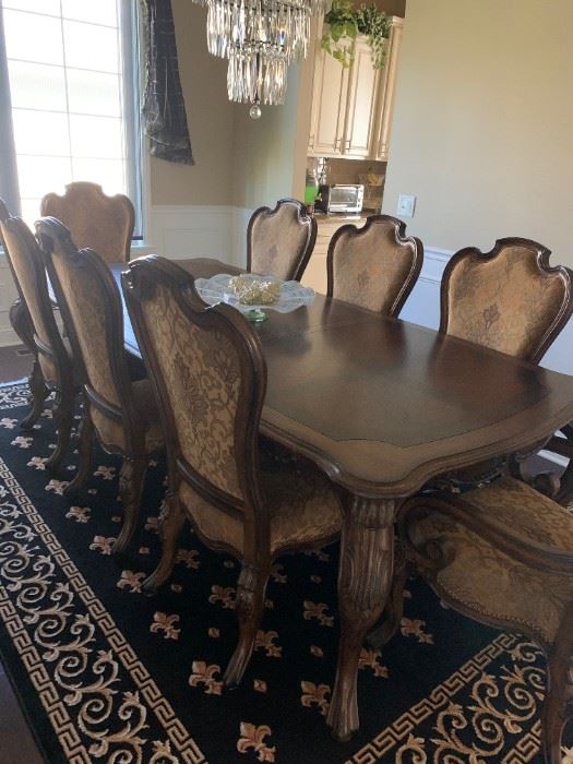 BERNHARDT DINING TABLE WITH LEAVES AND 8 CHAIRS BUY IT NOW $1000