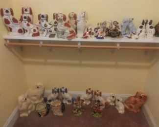 Staffordshire Porcelain dogs and other porcelain ornaments...some of these ar genuine and some are copies 