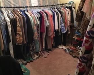 Small sampling of women’s clothes and shoes
