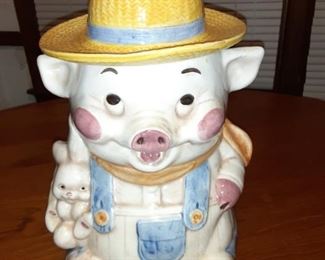 Vintage Pig With Hat Cookie Jar
