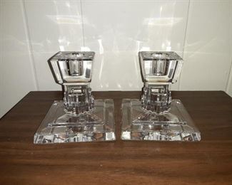 WATERFORD DECO CRYSTAL CANDLE HOLDERS