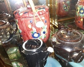 Made in Japan Ceramic Bucket and Vintage Ceramic Tea Kettles 