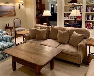Item 95:  Down sofa - 88"l x 31"w x 33.5"h:  $625       
Item 94:  Coffee table - 49"l x 35.25"w x 19.5"h:  $425 SOLD