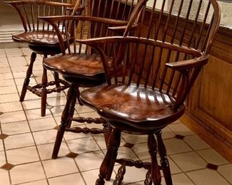 Item 9:  (3) Country Windsor Swivel Bar Stools (Made in England) - 21"l x 18"w x 43.5"h with seat height of 24":  $575