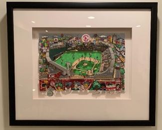 Item 116:  Charles Fazzino 3-D Fenway Park 44/300 - 22.75" x 19": $675                                                                    
Charles Fazzino is one of the most popular and highly-collected pop artists of all time. During his more-than-thirty years as a pop artist, he has inserted his unique, detailed, vibrant, and three-dimensional style of artwork into the very fabric of popular culture.:  