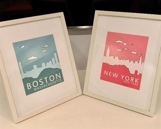 Item 120:  Pottery Barn Boston & New York prints - 14" x 17.25":  $34 for both