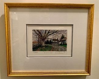 Item 123:  Carol Collette "November" etching with watercolor (24/450) - 13" x 11":  $90