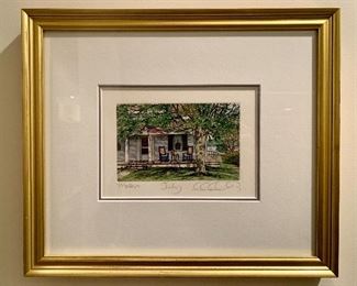 Item 124:  Carol Collette "July" etching with watercolor (258/510) - 13" x 11":  $90