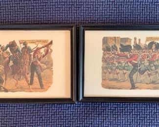 Item 137:  (2) Framed Victoria Cross Gallery Harry Payne Embossed Prints - 10.25" x 7":  $35 each