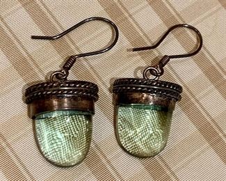 Item 222:  Sterling earrings with glass:  $18