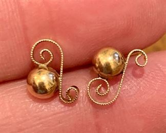 Item 224:  14K earrings with round ball:  $45