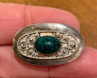 Item 228:  Sterling silver and malachite pin:  $20