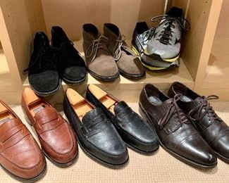 Item 204:  (2) Tod's shoes (back row 1st & 2nd pair) size Mens 9:  $65  each                                                                                                                                    Item 205:  (2) J.M. Weston shoes (front row 1st & 2nd pair) size Mens 9:  $75 each (BROWN & BLACK SHOES SOLD)                                                                                                          Item 206:  (1) Harry's of London shoes (front row 3rd pair) $50 